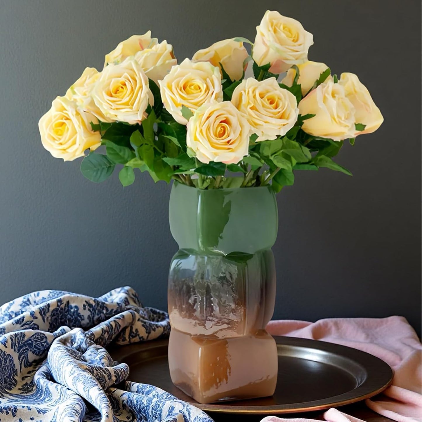 5Pcs Yellow Real Touch Latex Roses Wedding Centerpiece Home Decor | Real-touch yellow latex roses.Lifelike petals,bendable stems.Perfect for wedding centerpiece,vase,or DIY bouquet. No watering