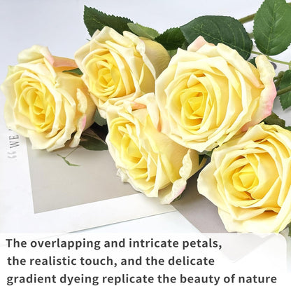 5Pcs Yellow Real Touch Latex Roses Wedding Centerpiece Home Decor | Real-touch yellow latex roses.Lifelike petals,bendable stems.Perfect for wedding centerpiece,vase,or DIY bouquet. No watering
