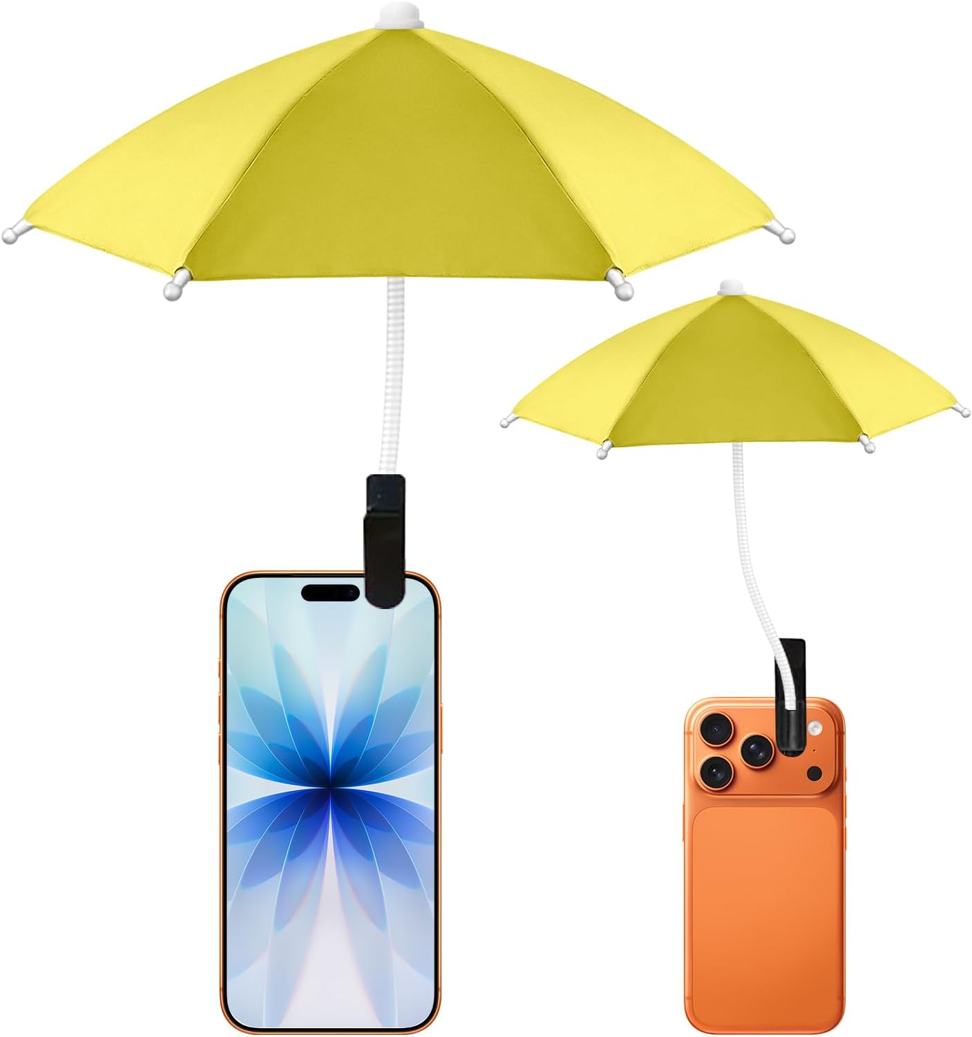 Phone Umbrella with Clip, Flexible Umbrella for iPhone, Mini Umbrella Cell Phone Sun Shade, Anti-Glare Sun Blocker for Smartphones, Portable Phone Umbrella for Sun & Outdoor, Chartreuse