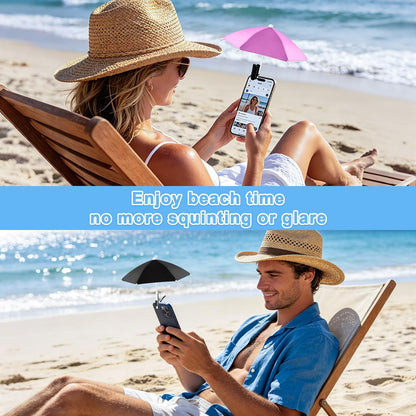 Phone Umbrella with Clip, Flexible Umbrella for iPhone, Mini Umbrella Cell Phone Sun Shade, Anti-Glare Sun Blocker for Smartphones, Portable Phone Umbrella for Sun & Outdoor, Chartreuse