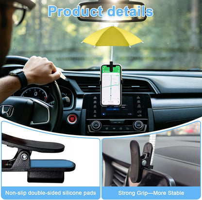 Phone Umbrella with Clip, Flexible Umbrella for iPhone, Mini Umbrella Cell Phone Sun Shade, Anti-Glare Sun Blocker for Smartphones, Portable Phone Umbrella for Sun & Outdoor, Chartreuse