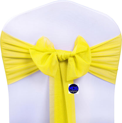 ® Pack of 10 Chiffon Chair Sashes Bows for Wedding Events Supplies, Decorations for Birthday Party, Graduation, Engagement, Chair Sashes fits Banquet Chair Cover Tie Back Band - Yellow