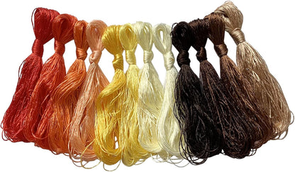 12 Skeins Mulberry Silk Floss Embroidery Thread Floss-Cross Stitch Threads China Silk Woven Jewelry Threads DIY Sewing Kits (Red/Yellow/Brown Gradient)