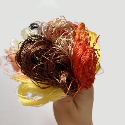 12 Skeins Mulberry Silk Floss Embroidery Thread Floss-Cross Stitch Threads China Silk Woven Jewelry Threads DIY Sewing Kits (Red/Yellow/Brown Gradient)