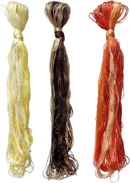 12 Skeins Mulberry Silk Floss Embroidery Thread Floss-Cross Stitch Threads China Silk Woven Jewelry Threads DIY Sewing Kits (Red/Yellow/Brown Gradient)