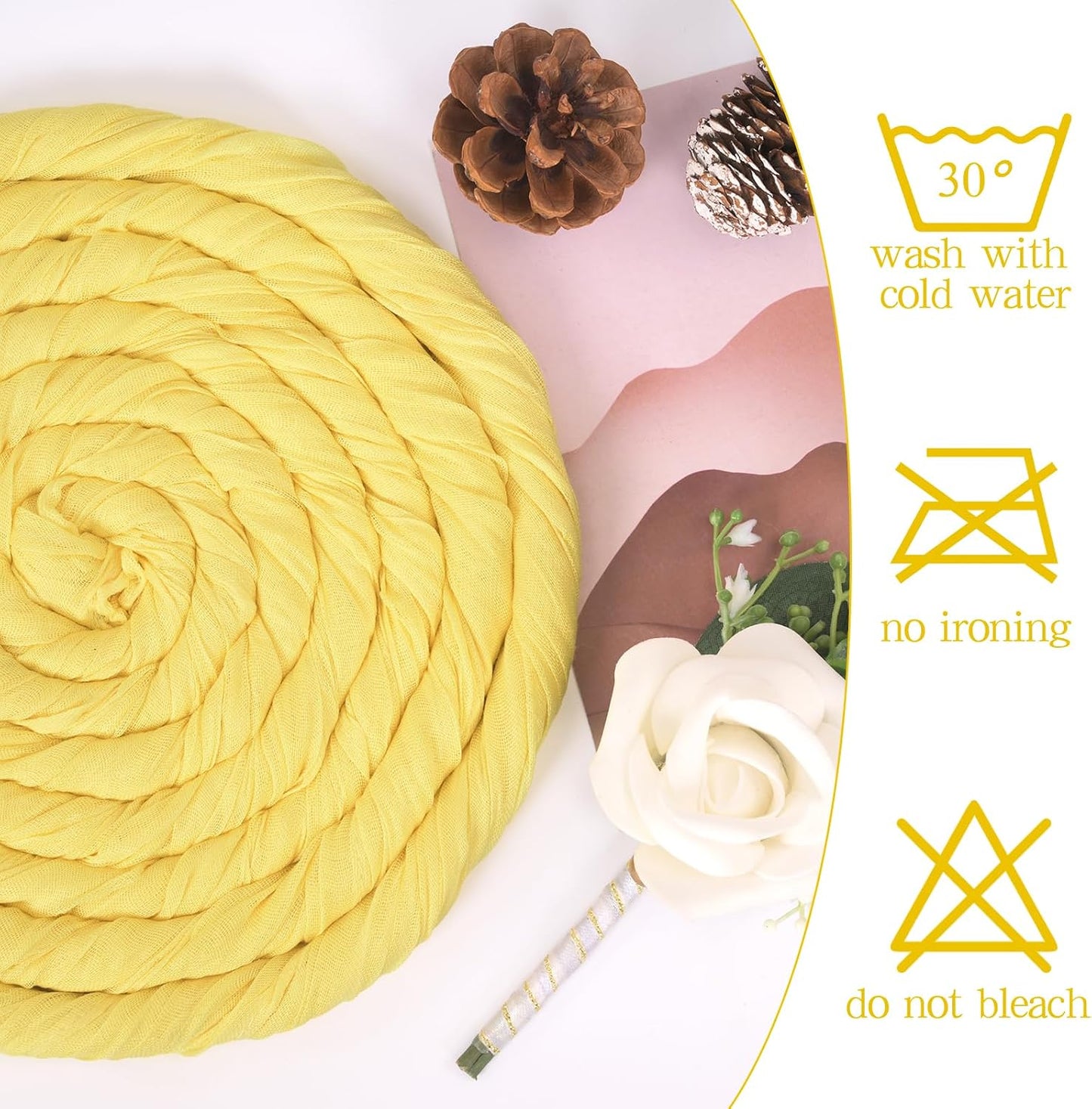 8 Pack Yellow Cheesecloth Table Runner 17 x 108 Inch Boho Cheese Cloth Table Runners Semi Sheer Gauze Table Runners for Wedding Bridal Baby Shower Party Rustic Farmhouse Decoration