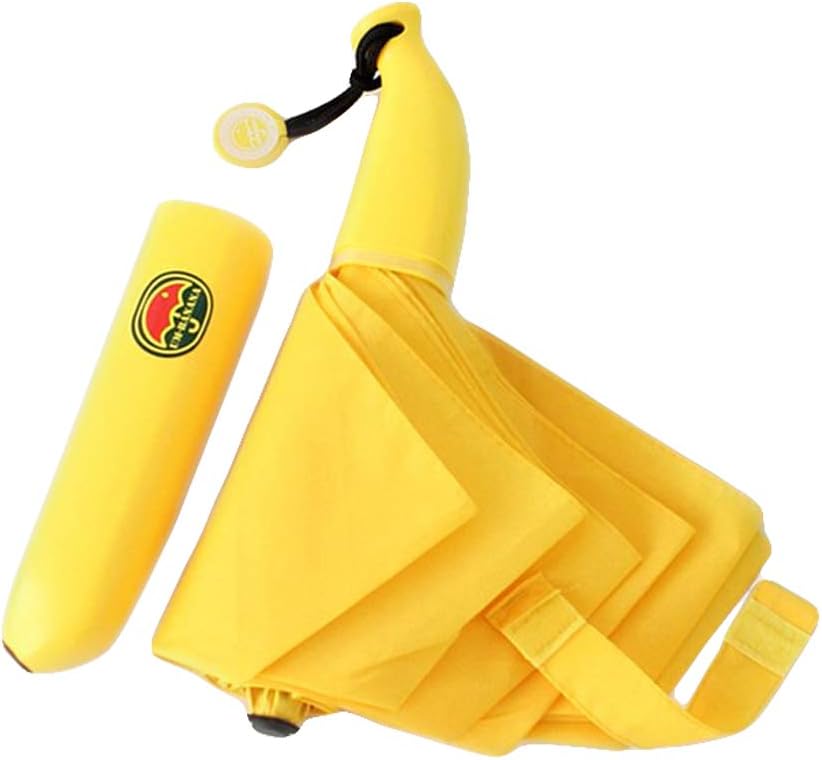 Sun Rain Umbrella UM-Banana Folding Yellow Umbrella UV Protection for Outdoor Activities Fancy Gifts