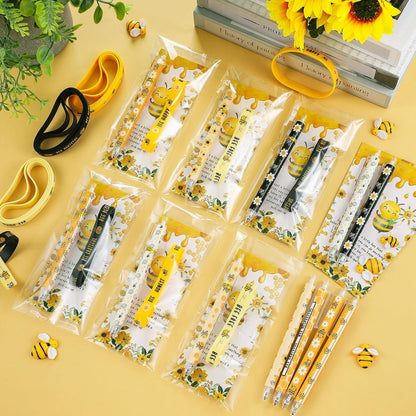 108 Pcs Back to School Gifts Inspirational Bee Pens Cute Ballpoint Pens Bee Bracelets with Motivational Bookmarks Thank You Gifts for Students Teacher Team Coworker Staff Office Party Favors