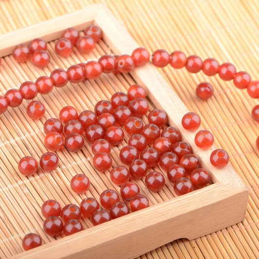 6mm Natural Crystal Beads Stone Gemstone Round Energy Healing Strand Loose Beads for Jewelry Making Bracelets Anklets Big Hole(2.0mm) 60pcs(Carnelian, 6MM)