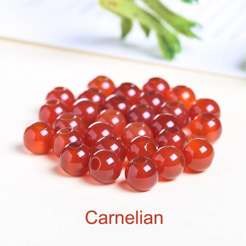 6mm Natural Crystal Beads Stone Gemstone Round Energy Healing Strand Loose Beads for Jewelry Making Bracelets Anklets Big Hole(2.0mm) 60pcs(Carnelian, 6MM)