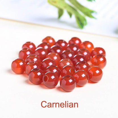 6mm Natural Crystal Beads Stone Gemstone Round Energy Healing Strand Loose Beads for Jewelry Making Bracelets Anklets Big Hole(2.0mm) 60pcs(Carnelian, 6MM)