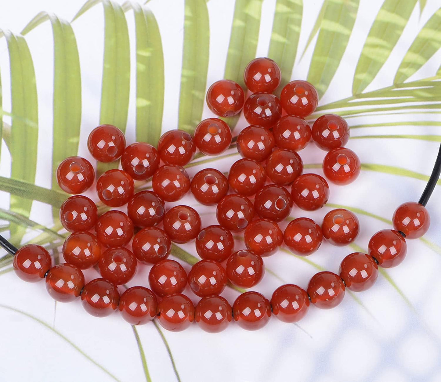 6mm Natural Crystal Beads Stone Gemstone Round Energy Healing Strand Loose Beads for Jewelry Making Bracelets Anklets Big Hole(2.0mm) 60pcs(Carnelian, 6MM)