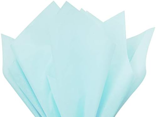 Light Blue Tissue Paper Squares, Bulk 10 Sheets, Premium Gift Wrap and Art Supplies for Birthdays, Holidays, or Presents, Large 15 Inch x 20 Inch Made in USA