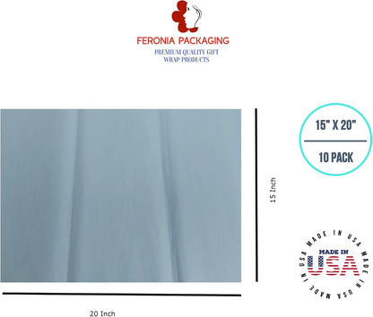 Light Blue Tissue Paper Squares, Bulk 10 Sheets, Premium Gift Wrap and Art Supplies for Birthdays, Holidays, or Presents, Large 15 Inch x 20 Inch Made in USA