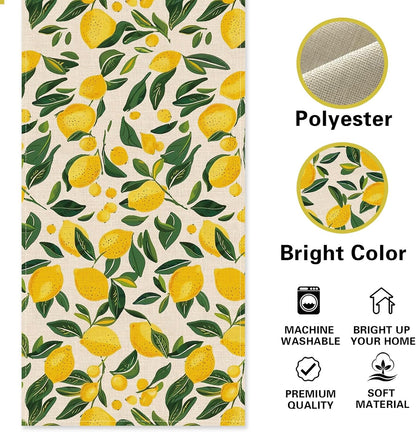 Lemon Dining Table Runner, Spring Summer Citrus Fruit Burlap Kitchen Decoration, Seasonal Indoor Outdoor Home Decor Party Supply 13 x 72 Inches