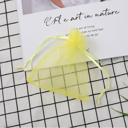 100 Count Sheer Organza Mesh Drawstring Gift Bags 5x7 Inch Yellow | Jewelry Candy Soap Beads Clear Wrap Pouches for Baby Shower Easter Baptism Bridal Shower Party Favors Birthday Rustic Wedding