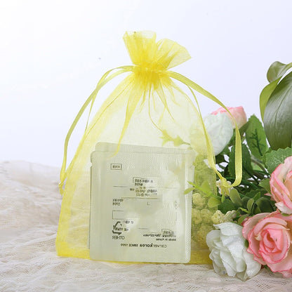 100 Count Sheer Organza Mesh Drawstring Gift Bags 5x7 Inch Yellow | Jewelry Candy Soap Beads Clear Wrap Pouches for Baby Shower Easter Baptism Bridal Shower Party Favors Birthday Rustic Wedding