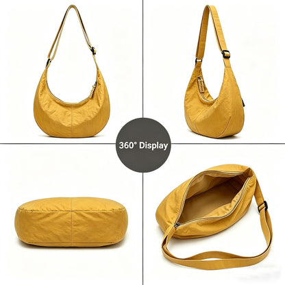 Nylon Crossbody Bags for Women Slouchy Crescent Tote Bag Lightweight Casual Shoulder Hobo Dumpling Bag Travel Sling Purse