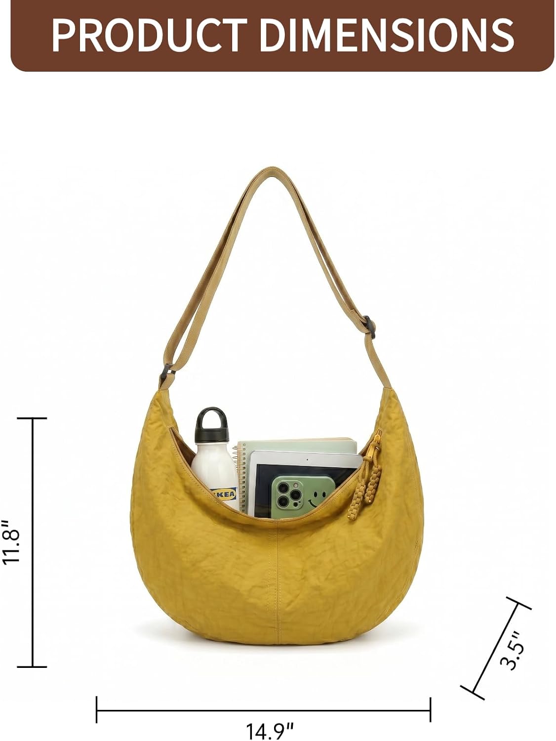 Nylon Crossbody Bags for Women Slouchy Crescent Tote Bag Lightweight Casual Shoulder Hobo Dumpling Bag Travel Sling Purse