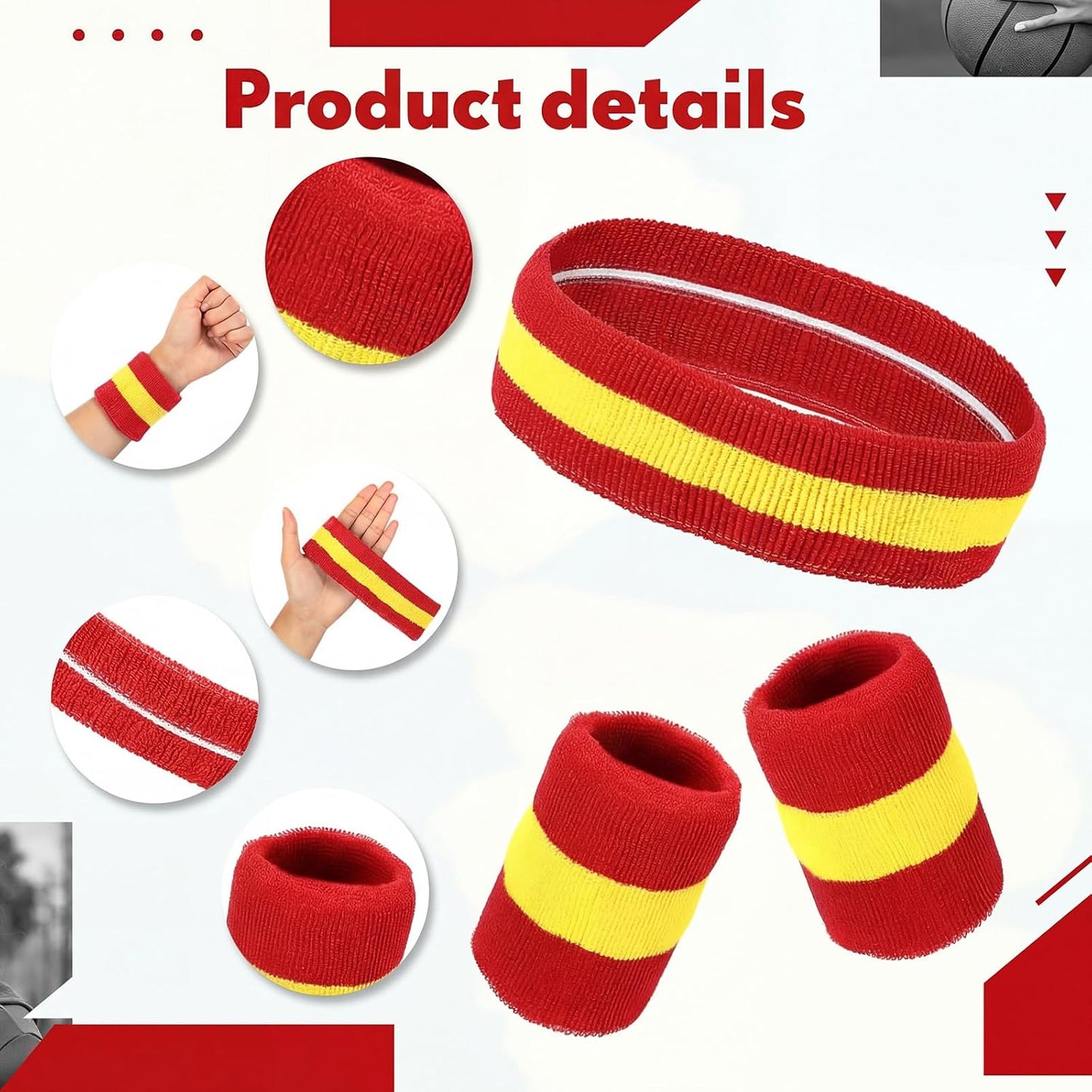 5Pcs Sweatbands Striped Socks Set Sports Headband Wristbands High Tube Socks 80s Accessories Costume for Women Men