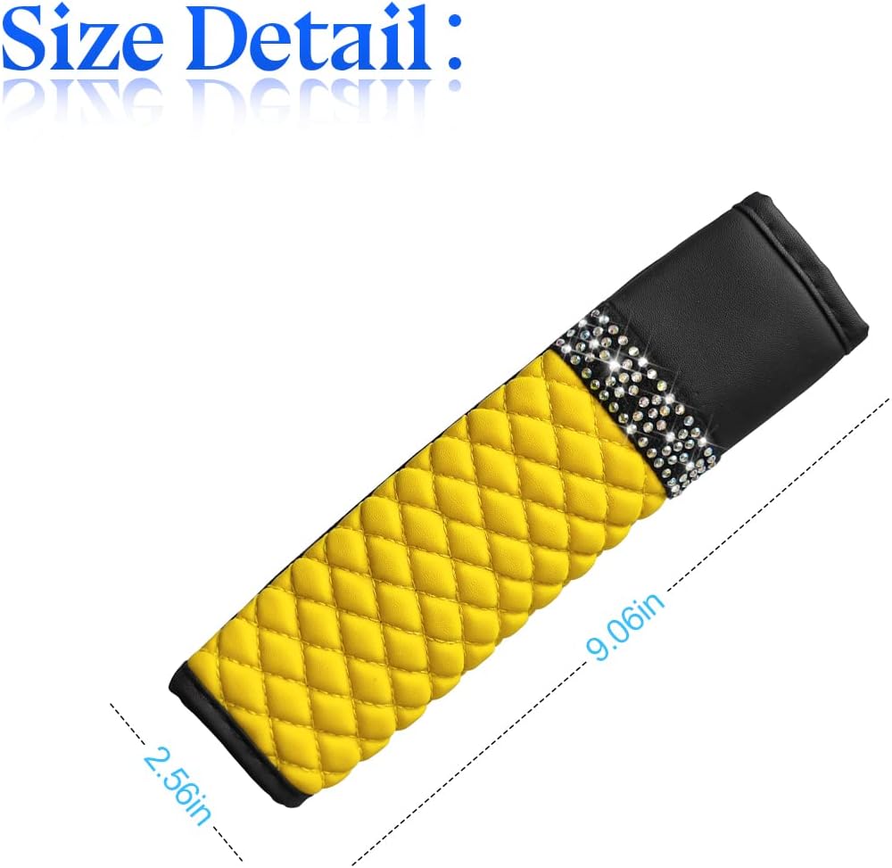 2 Pcs Auto Seat Belt Cover, Breathable Leather Shoulder Pads Protect Your Neck, Harness Pads Strap for a More Comfortable Driving, Car Accessories Compatible with Adults Kids (Yellow)