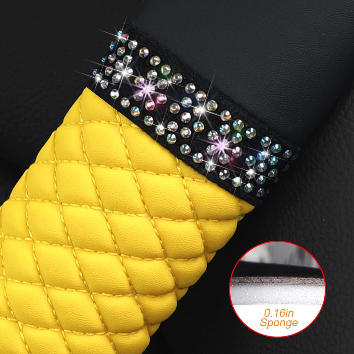 2 Pcs Auto Seat Belt Cover, Breathable Leather Shoulder Pads Protect Your Neck, Harness Pads Strap for a More Comfortable Driving, Car Accessories Compatible with Adults Kids (Yellow)