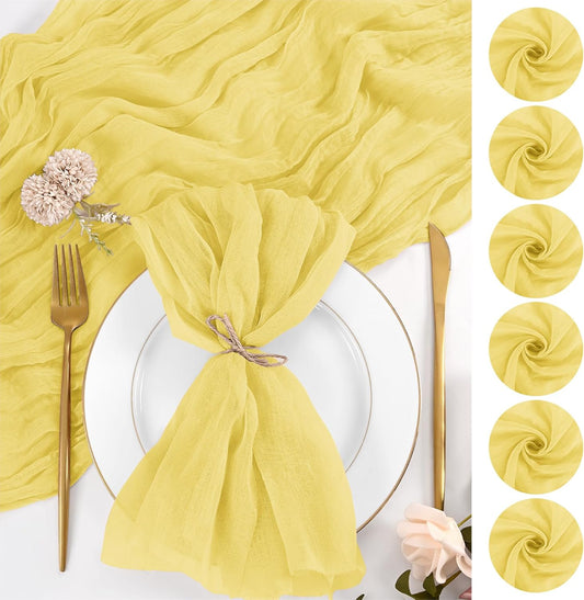 Cloth Napkins Set of 12, 20x20 Inch Yellow Cheesecloth Napkins Rustic Boho Gauze Dinner Napkin Cloth Washable Elegant Table Napkins for Wedding Party Bridal Baby Shower Table Decor