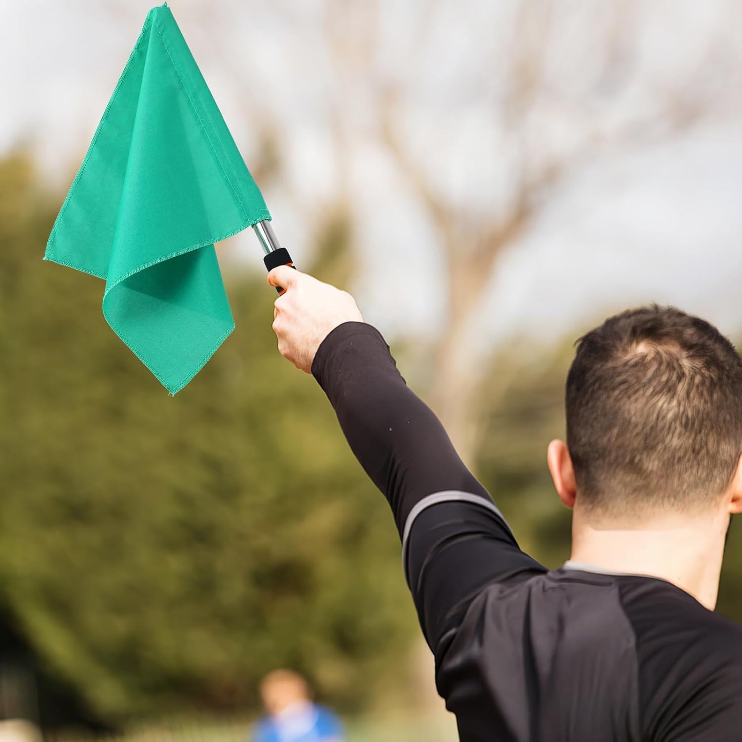 4pcs Hand Signal Soccer Referee Flags with Stainless Steel Poles for Track and Field Sports Match Officiating, 17.71 Inch, Yellow, Green, White, Red Flag for Soccer Volleyball Football