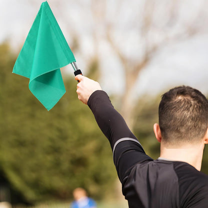 4pcs Hand Signal Soccer Referee Flags with Stainless Steel Poles for Track and Field Sports Match Officiating, 17.71 Inch, Yellow, Green, White, Red Flag for Soccer Volleyball Football