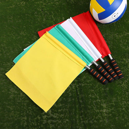 4pcs Hand Signal Soccer Referee Flags with Stainless Steel Poles for Track and Field Sports Match Officiating, 17.71 Inch, Yellow, Green, White, Red Flag for Soccer Volleyball Football