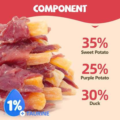 Dog Treats Duck Wrapped Yellow Purple Sweet Potato Chews 14.11oz | High-protein healthy for dental care, training & rewards. Thick cut, easy to break for Small, Medium & Large,even picky pups