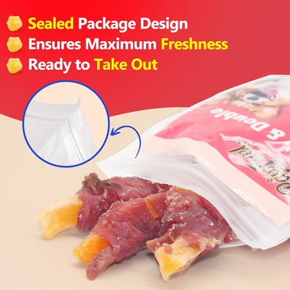 Dog Treats Duck Wrapped Yellow Purple Sweet Potato Chews 14.11oz | High-protein healthy for dental care, training & rewards. Thick cut, easy to break for Small, Medium & Large,even picky pups