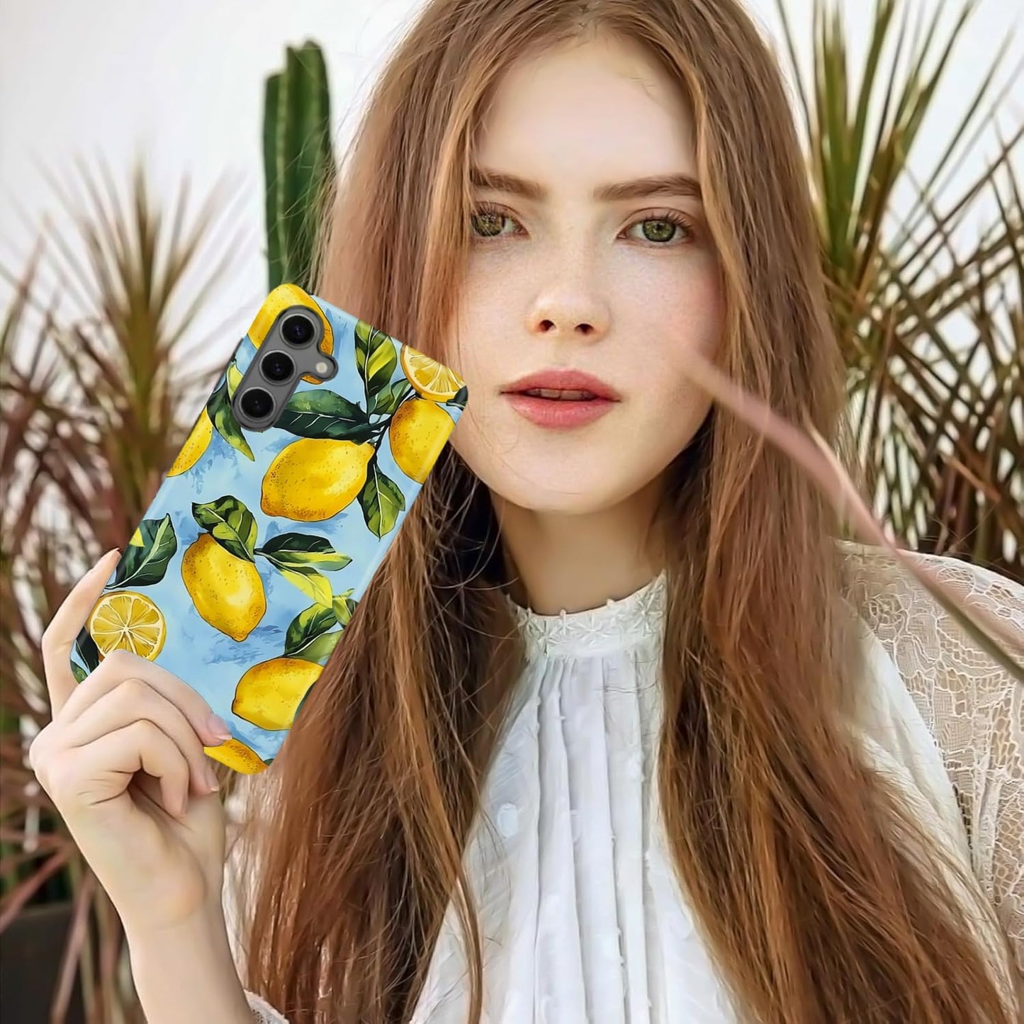 Compatible for Samsung Galaxy S24 FE 5G Case,Double Layer Shockproof Protection Heavy Duty Phone Cover,Lemon