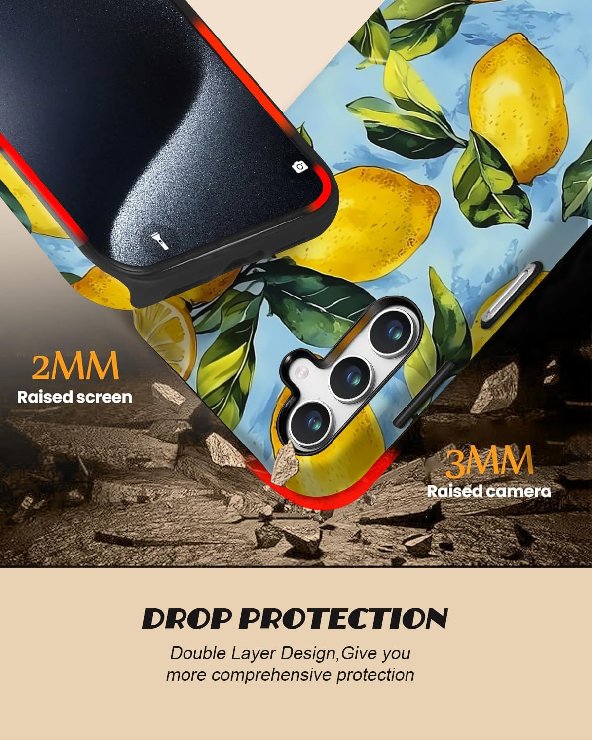 Compatible for Samsung Galaxy S24 FE 5G Case,Double Layer Shockproof Protection Heavy Duty Phone Cover,Lemon