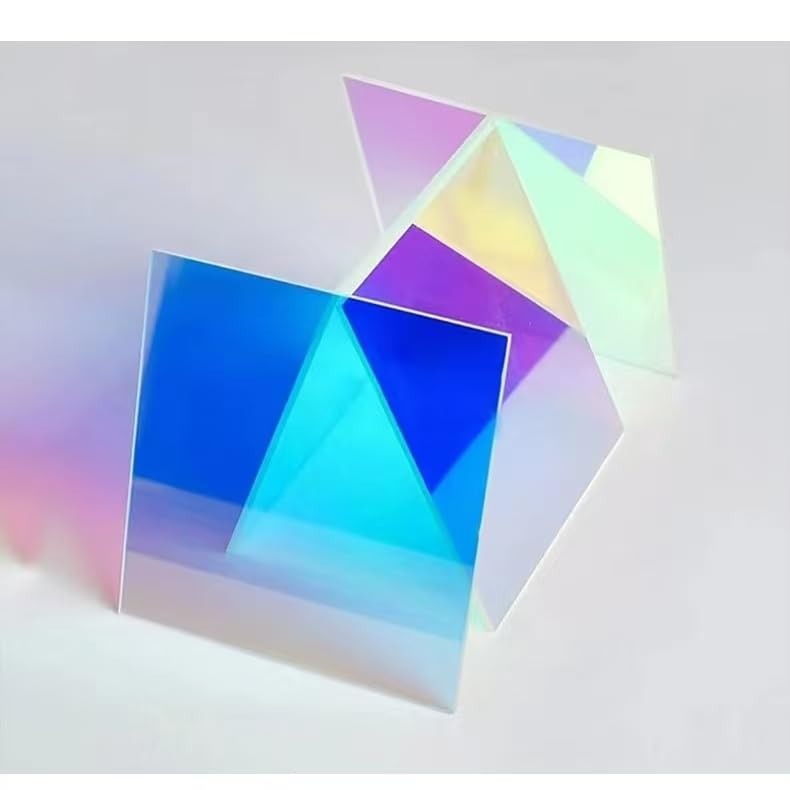 100-Pack Mini Rainbow Holographic Acrylic Squares 3/4" x 3/4" x 1/8" — Double-Sided Holo Plexiglass Tiles for DIY Crafts, Mosaic Art, Light & Shadow Projects, Resin, Jewelry (1.18x1.18in(100pcs))