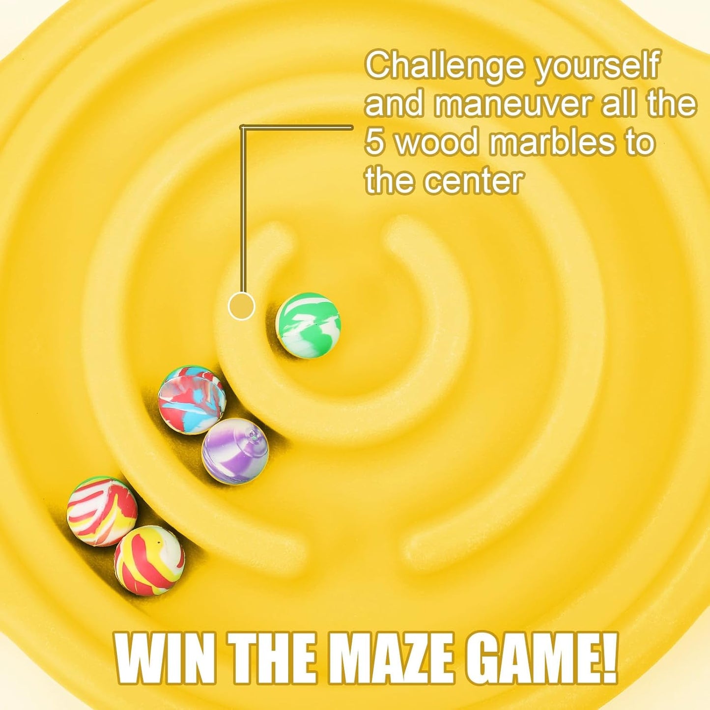 Maze Balance Board for Kids Plastic Rocker Wobble Board with Mini Balls Load 220lb Balance Game with Handles for Toddler Balancing Exercise Equipment Game, 24.5 x 11.8 Inch (Yellow)