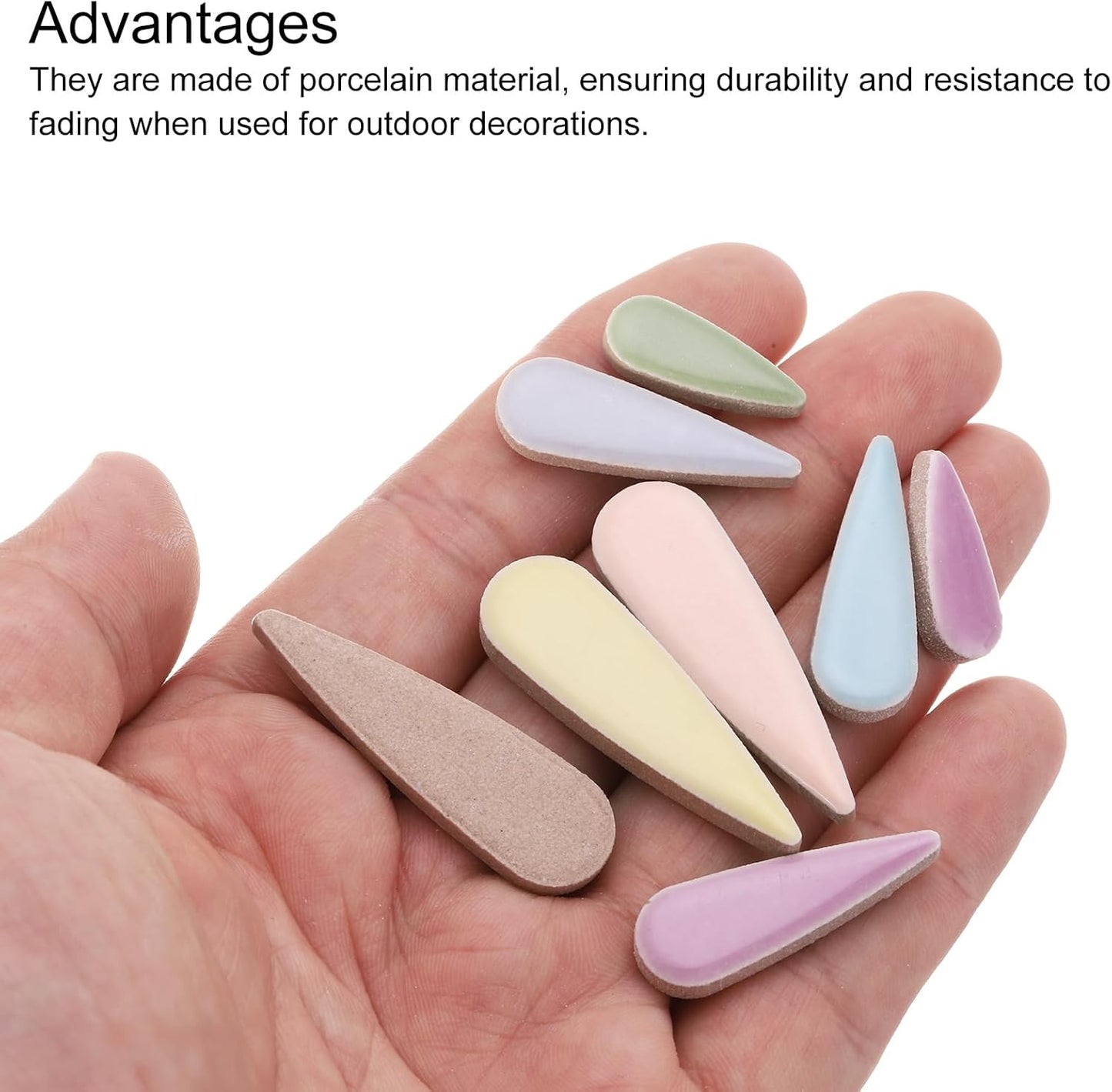 Petal Mosaic Tiles for Crafts 100g Tear Drop Porcelain Mosaic Tiles for Mosaic Art Projects and Outdoor Decorations Yellow+Sky Blue+Light Green