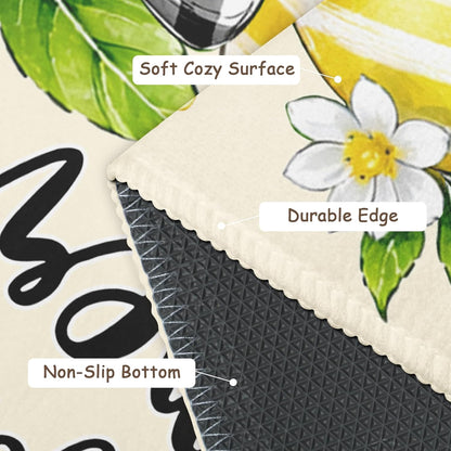 Lemon Welcome Mat Hello Summer Citrus Door Mat Yellow Fruit Kitchen Rug 24x35 Inch Washable Area Rugs Non Slip Rubber Backing Carpet for Front Door Entrance Bathroom Laundry Room