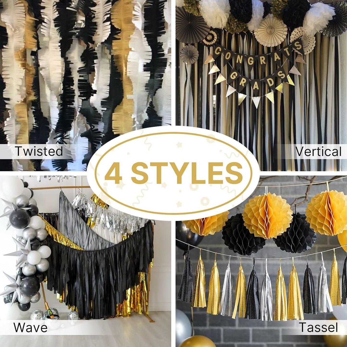 Light Yellow Pale Pastel Yellow Crepe Paper Streamers 4pcs 328 FT | Birthday Graduation Engagement Baby Shower Summer Sunflower Little Cutie Wedding Bridal Shower Party Decorations - Colors B
