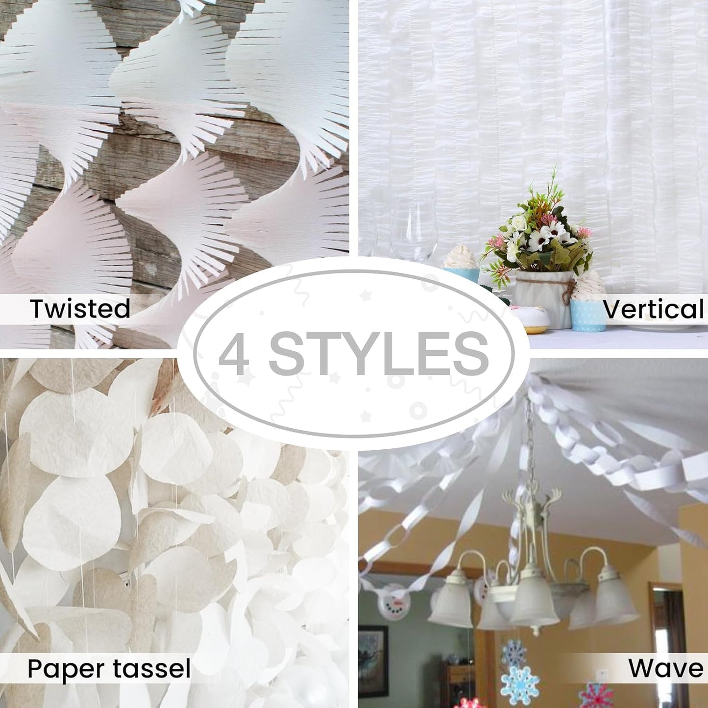 Light Yellow Pale Pastel Yellow Crepe Paper Streamers 4pcs 328 FT | Birthday Graduation Engagement Baby Shower Summer Sunflower Little Cutie Wedding Bridal Shower Party Decorations - Colors B