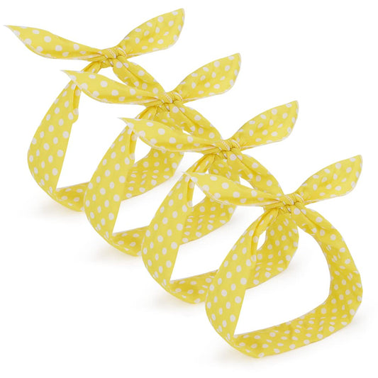 4PCS Yellow Headband for Girls and Women Polka Dot Headbands Retro 50s Hair Bow Wire Headband Vintage Hairband Hair Accessories (Yellow)