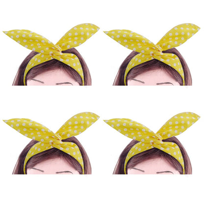 4PCS Yellow Headband for Girls and Women Polka Dot Headbands Retro 50s Hair Bow Wire Headband Vintage Hairband Hair Accessories (Yellow)