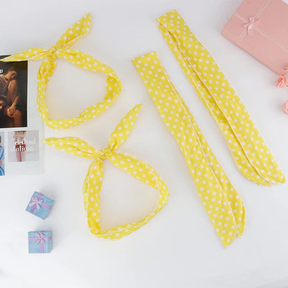 4PCS Yellow Headband for Girls and Women Polka Dot Headbands Retro 50s Hair Bow Wire Headband Vintage Hairband Hair Accessories (Yellow)