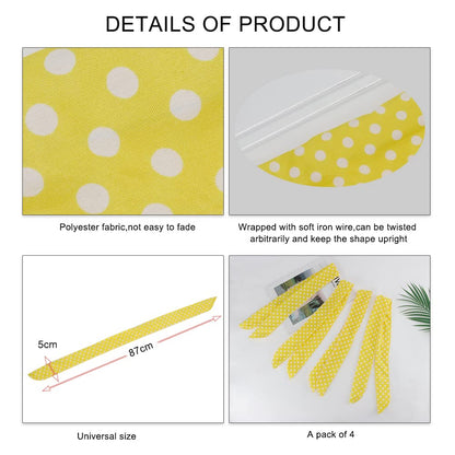 4PCS Yellow Headband for Girls and Women Polka Dot Headbands Retro 50s Hair Bow Wire Headband Vintage Hairband Hair Accessories (Yellow)