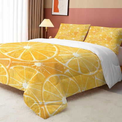 Citrus Fruit Bedding Set Full/Queen Yellow Comforter for Girls Women Bedroom Juicy Fresh Summer Lemon Quilt Bed Set 1 Comforter 2 Pillowcases