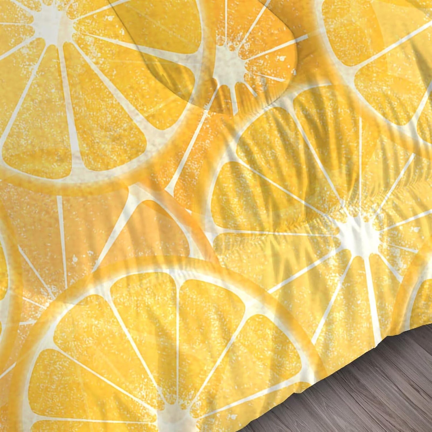 Citrus Fruit Bedding Set Full/Queen Yellow Comforter for Girls Women Bedroom Juicy Fresh Summer Lemon Quilt Bed Set 1 Comforter 2 Pillowcases
