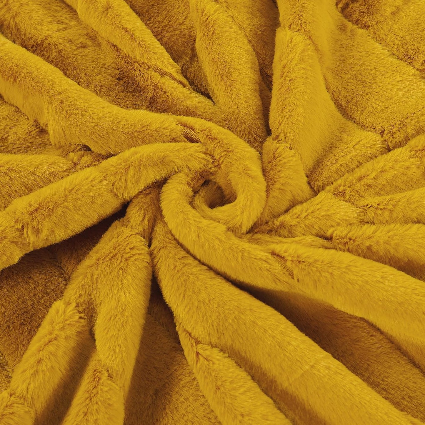 Striped Throw Blanket and Pillow Covers Set (No Inserts) for Couch and Bed, Plush Warm Lightweight Fuzzy Faux Fur Blanket for All Seasons (50" x 60", Mustard Yellow)