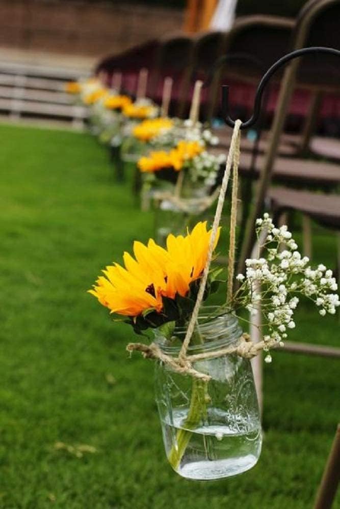 Artificial Sunflower Flowers Long Stem Silk Fake Large Sunflowers Decoration for Outdoor Home Wedding Baby Shower Birthday Party Single Bulk Yellow Decor 6PCS (Dark Center)