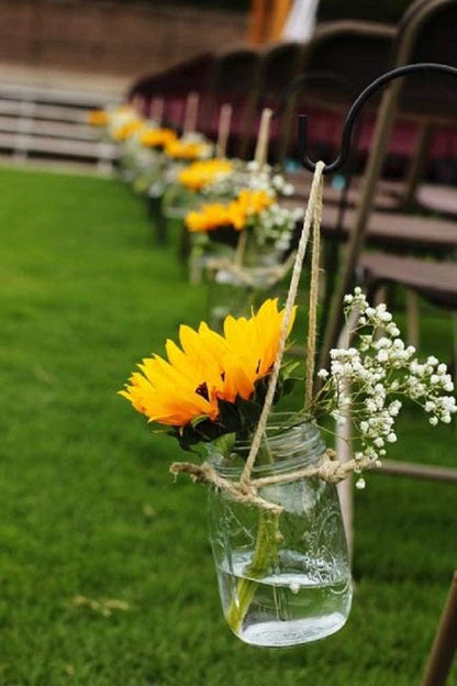 Artificial Sunflower Flowers Long Stem Silk Fake Large Sunflowers Decoration for Outdoor Home Wedding Baby Shower Birthday Party Single Bulk Yellow Decor 6PCS (Dark Center)