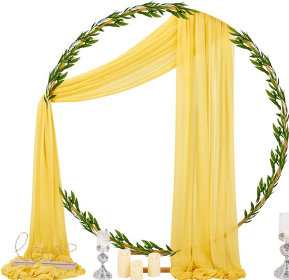Wedding Arch Draping Fabric Sheer Curtain Drapes Birthday Party Home Decor | Yellow 29" x 20FT 2 Panels Outdoor Drapes Extra Long for Bridal Baby Shower Ceremony Decor